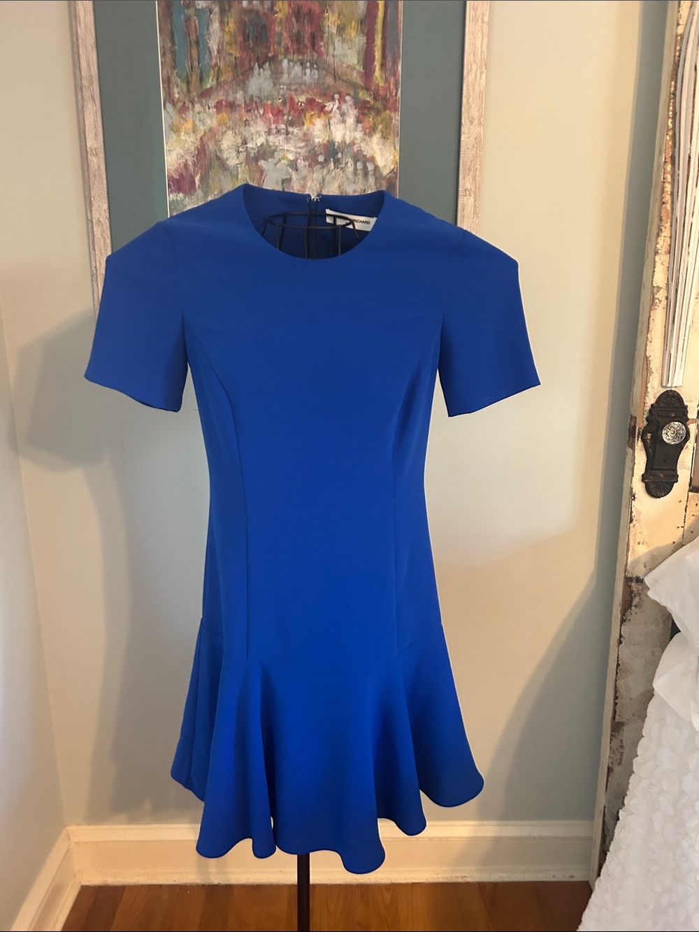 Amanda Uprichard Royal Blue Fit-and-Flare Midi Dress